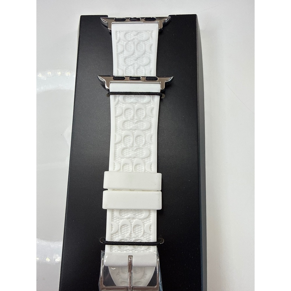 Coach White Signature silicone Apple Watch Band 42/44/45/46mm Strap F968727
